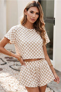 Checkerboard T Shirt and Skorts 2 Piece Outfit