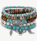 5-pc Bohemian Turquoise Wooden Bead Bracelet