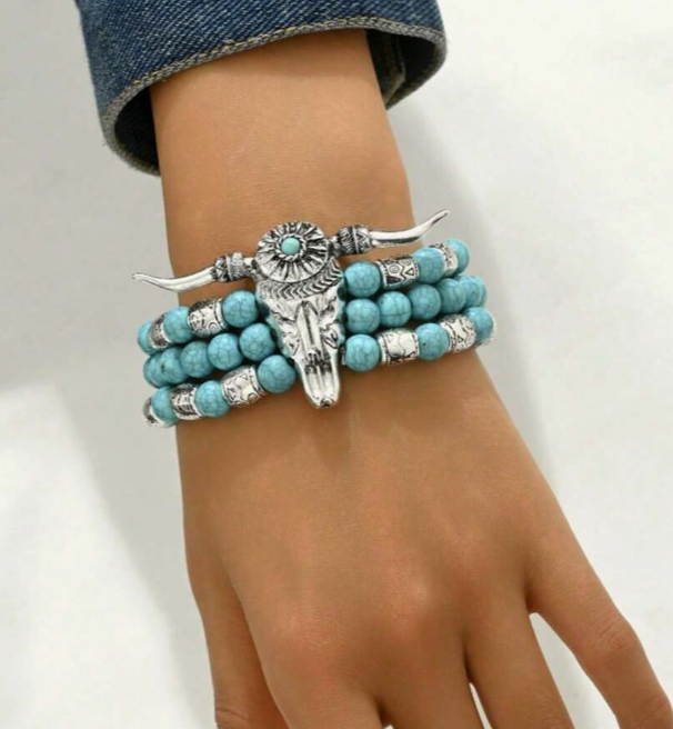 Turquoise Bull Head Bracelet